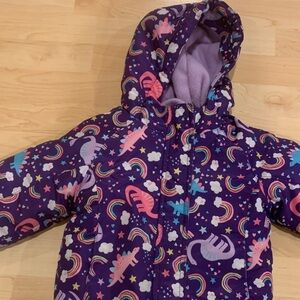 The Children's Place 3-in-1 Purple Jacket with rainbows and dinosaurs, size 3T